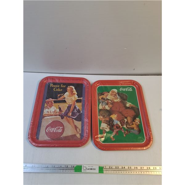 (2) Coca-Cola Xmas Themed Serving Trays