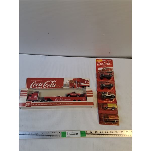 Coca-Cola Semi Toy &  (5) Mini Vehicles