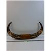 Image 1 : Hand Carved Water Buffalo Horns - Robert Johnson, HMCS Mackenzie - PREFERRED PICK-UP  - 30"x 15" x 3