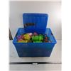 Image 1 : Plastic Storage Bin - 22x15x14" - w/Patio Lanterns - No Power, As is