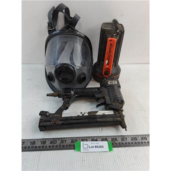 CH Pneumatic Staple Gun, Filter Face Mask, Mardo Flashlight - Working