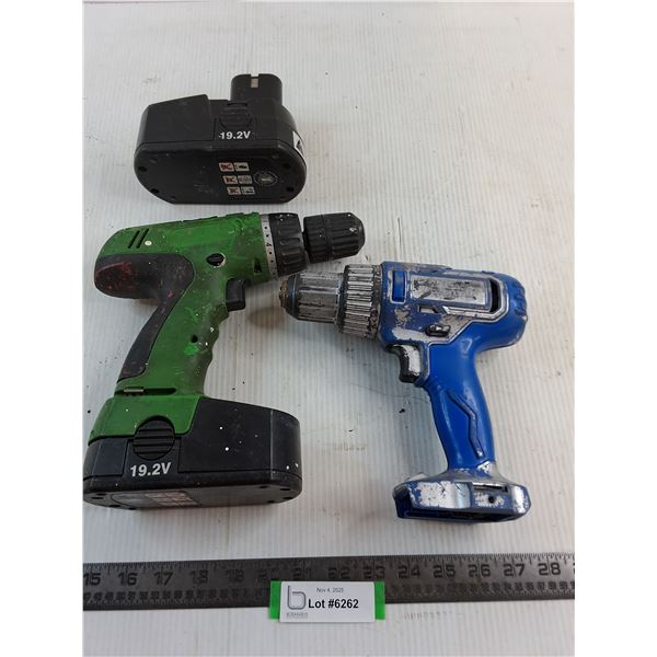 (2) Cordless Drills, 2 Batteries - Untested - As is