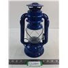 Image 1 : Vintage Blue Kerosene Lantern - 11.5" Tall - Pickup Only