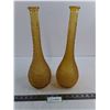 Image 1 : Pair of Textured Amber Glass Vases - 15.5" Tall - Pickup Preferred