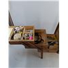 Image 2 : Vintage Portable Seamstress Table w/Contents - Needs Repair - As Is - 17.5x8x14" - Pickup Only