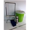 Image 1 : *Stainless Steel Vacuum Thermos 11"x 2.8", Sign Stand 25"x1.3", Garbage Can 14"x.8'', Cannot Ship