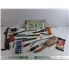 Image 1 : '64 License Plate, Pipe Wrench, Vise Grips, Lug Nuts, Screwdrivers, Nail Puller, Misc