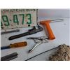 Image 6 : '64 License Plate, Pipe Wrench, Vise Grips, Lug Nuts, Screwdrivers, Nail Puller, Misc