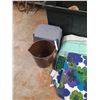 Image 2 : *Large Plastic Storage Tote with Lid 45" x 29" x 19", Cannot Ship, Chair Cushions15" x 15", Bucket,