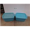 Image 1 : **(2) Rubbermaid Roughneck Plastic Storage Totes with Lids - Both 24" x 16" x 12", Cannot Ship