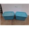 Image 1 : **(2) Rubbermaid Roughneck Plastic Storage Totes with Lids - Both 24" x 16" x 12", Cannot Ship