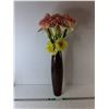 Image 1 : Earthenware Vase- Some Wear 20" Tall & Artificial Flowers, Cannot Ship