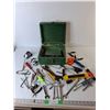 Image 1 : Level, Wrenches, Pliers, Misc. & Wooden Storage Box 11.25" x 9.5" x 6"