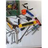 Image 2 : Level, Wrenches, Pliers, Misc. & Wooden Storage Box 11.25" x 9.5" x 6"