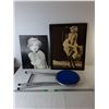 Image 1 : (2) Marilyn Monroe Prints Up to 24.25" x 18.5", Metal Stool 17.5" Tall, Cannot Ship