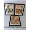 (3) Framed Vintage Soda Pop Posters 15.75" x 12.75"