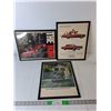 Image 1 : (3) Vintage Framed Vehicle Advertising Posters 14.75" x 11.75"