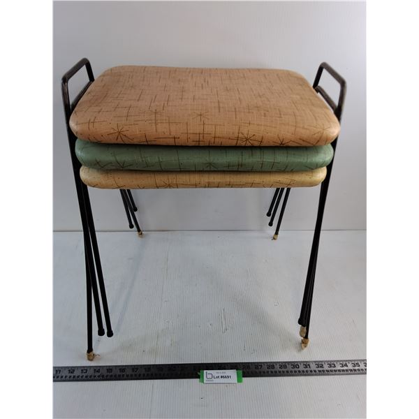 (3) Vintage Stack Stools - 17x13x18" Each - Pickup Only