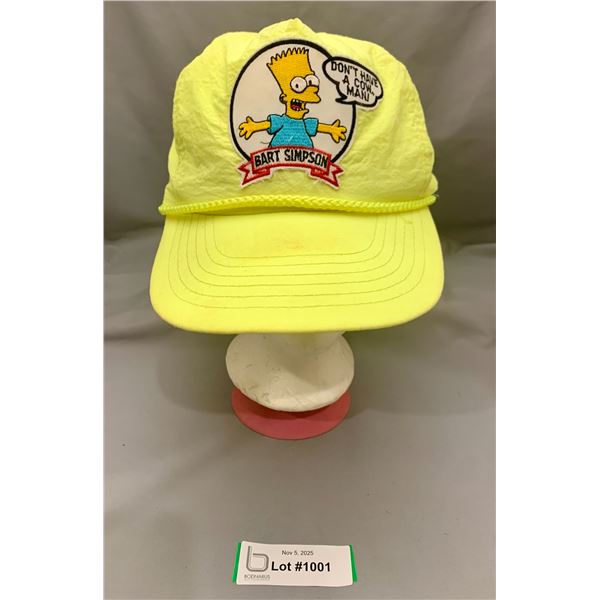 Bart Simpson Vintage Neon Yellow Ball Cap "Don't Have a Cow Man!"