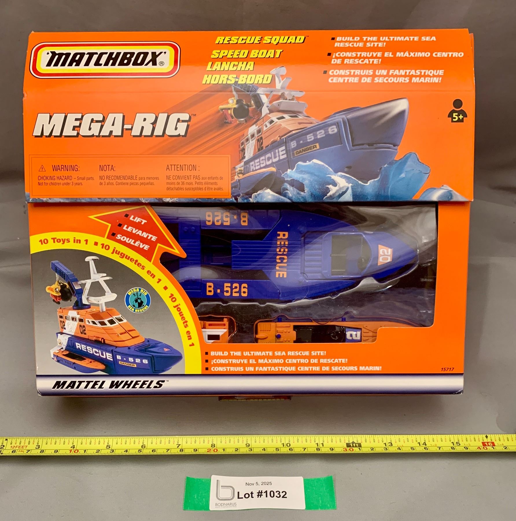 Mega Rig Rescue Boat Vintage 1997 Matchbox MEGA RIG Rescue Squad Speedboat Complete Set - NIB