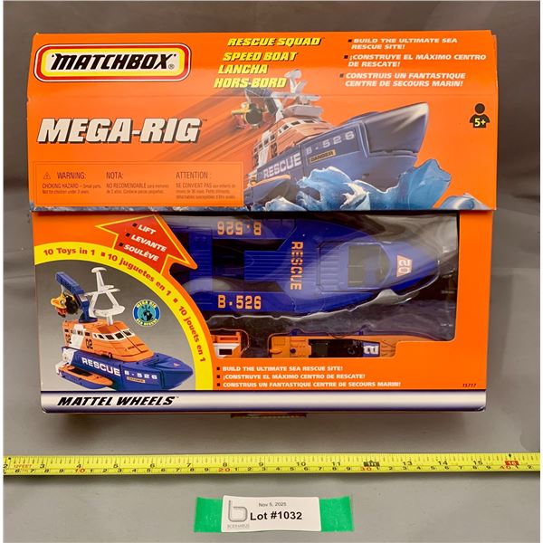 Vintage 1997 Matchbox MEGA RIG Rescue Squad Speedboat Complete Set - NIB