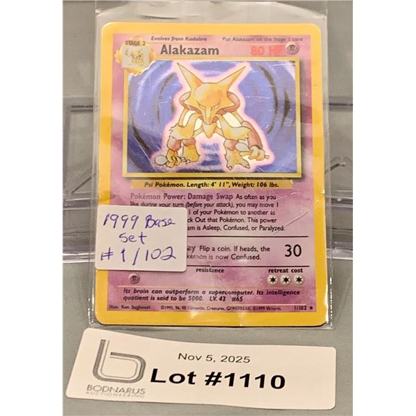 POKEMON - Vintage Rare 1999 Alakazam Holo Card From Base Set!
