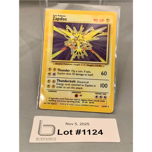 POKEMON - Vintage Rare 1999 Zapdos Holo #16/102 From Base Set!