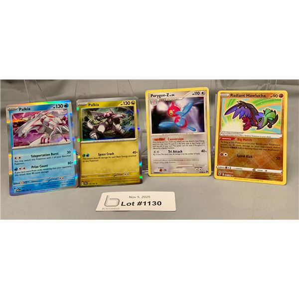 POKEMON - (4) Shiny Holo Cards Palkia x 3 & Radiant Hawlucha Card