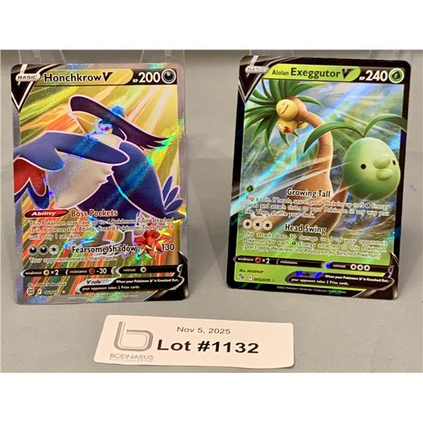 POKEMON - (2) Full Art Shiny Holo Cards: Honchcrow V & Exeggutor V