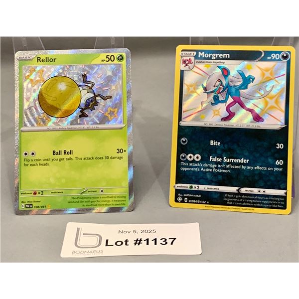 POKEMON - (2) Shiny Holo Cards: Rellor & Morgrem