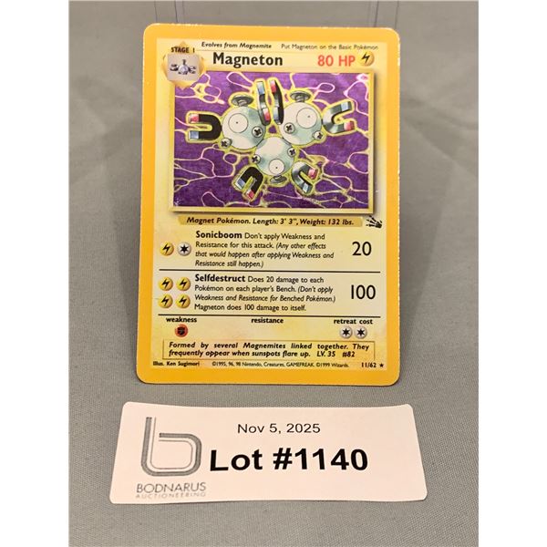 POKEMON - Vintage Rare 1999 Magneton Holo #11/62 From Fossil Base Set!