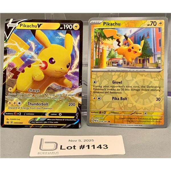 POKEMON - (2) Pikachu V Full Art Holo & Pikachu Rev Holo Cards