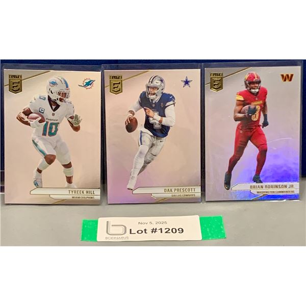 (3) Panini Elite Licensed Chrome NFL Football Cards:Prescott; Tyreek Hill