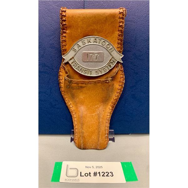 Vintage City of Saskatoon Transit System Card Punch Leather Holster with Badge