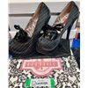 Image 3 : In Box Bordello Teeze 01 Black Satin Pinstriped 5 3/4 Heels - Size 9