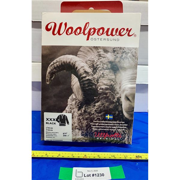 Woolpower Merino Wool Zip Front 3XL Black Undershirt - NIB Never Worn!