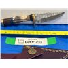 Image 2 : Custom Handmade Damascus Steel Hunting Knife & Leather Sheath Antler Handle