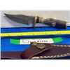 Image 3 : Custom Handmade Damascus Steel Hunting Knife & Leather Sheath Antler Handle