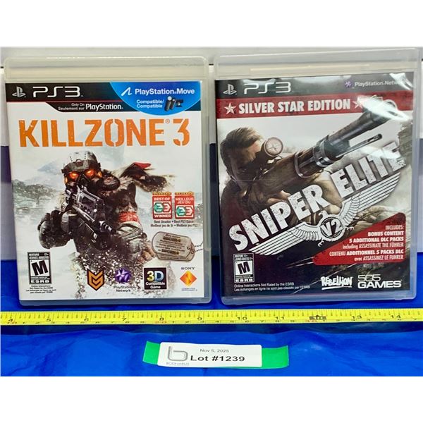 (2) Vintage PS3 Video Games: Killzone 3; Sniper Elite