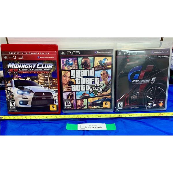 (3) Vintage PS3 Video Games: GT5; GTA5; Midnight Club L.A.