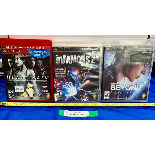 (3) Vintage PS3 Video Games: Heavy Rain; Infamous 2; Beyond 2 Souls