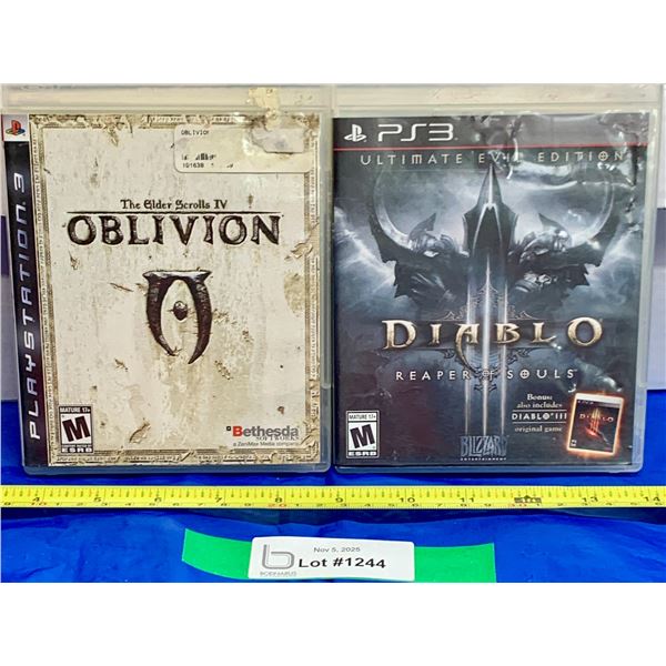 (2) Vintage PS3 Video Games: Oblivian; Diablo Keeper of the Souls
