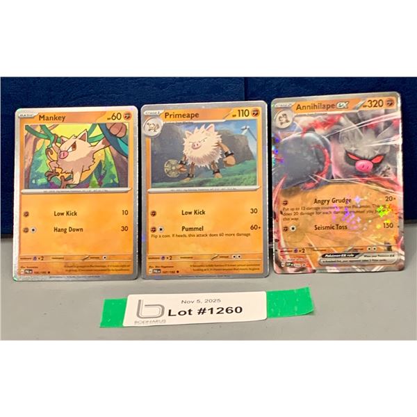 POKEMON - (3) Evolution Set: Mankey, Primeape; & Annihilape ex Holo Promo Cards
