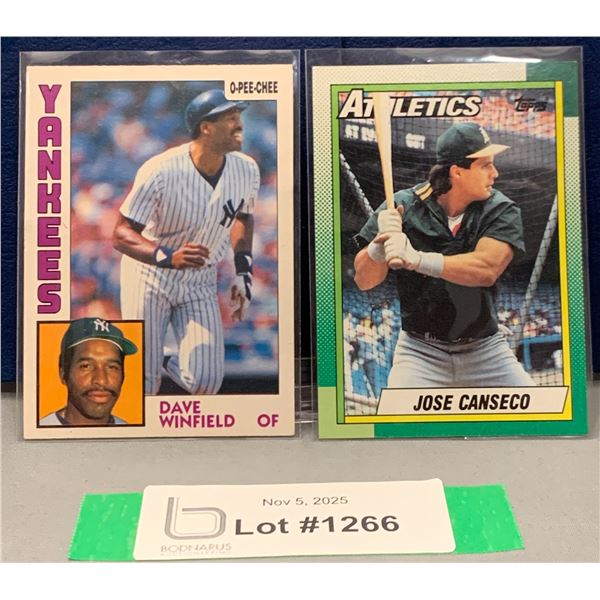 (2) Vintage OPC MLB Baseball Cards: Winfield & Canseco (Topps)