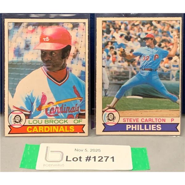(2)Vintage 1978 OPC Baseball Cards: Lou Brock & Steve Carleton