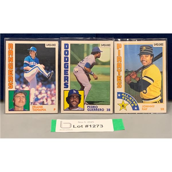 (3) Vintage OPC MLB Baseball Cards:  Guerrero; Johnny Ray