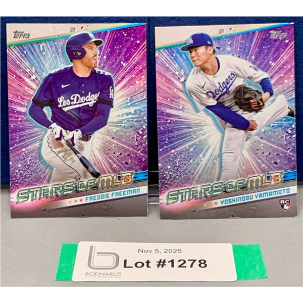 (2) MLB 2024 World Series Champs! CDN Freddie Freeman & Yoshinobu Yamamoto Foil MLB Baseball Cards