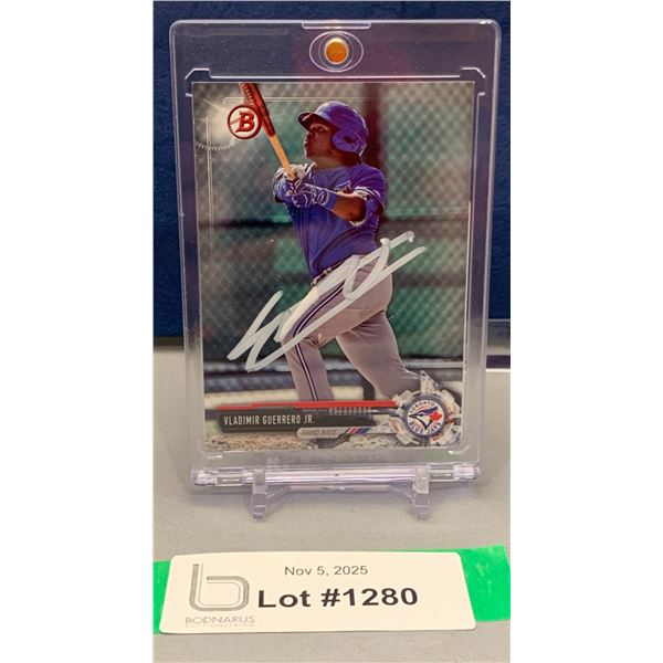 Vladimir Guerrero Jr. Autographed Rookie MLB Baseball Card - With COA! Toronto Blue Jays STAR! HOT!