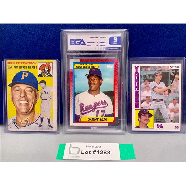 (3) Sammy Sosa Graded 9 Rookie Baseball card & 2x Vintage Baseball cards