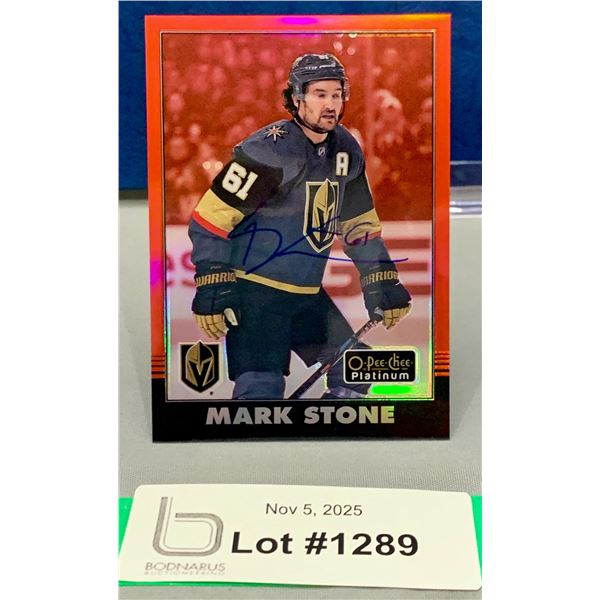 Mark Stone OPC Platinum Rare Red Rainbow Autographed Rookie Hockey card